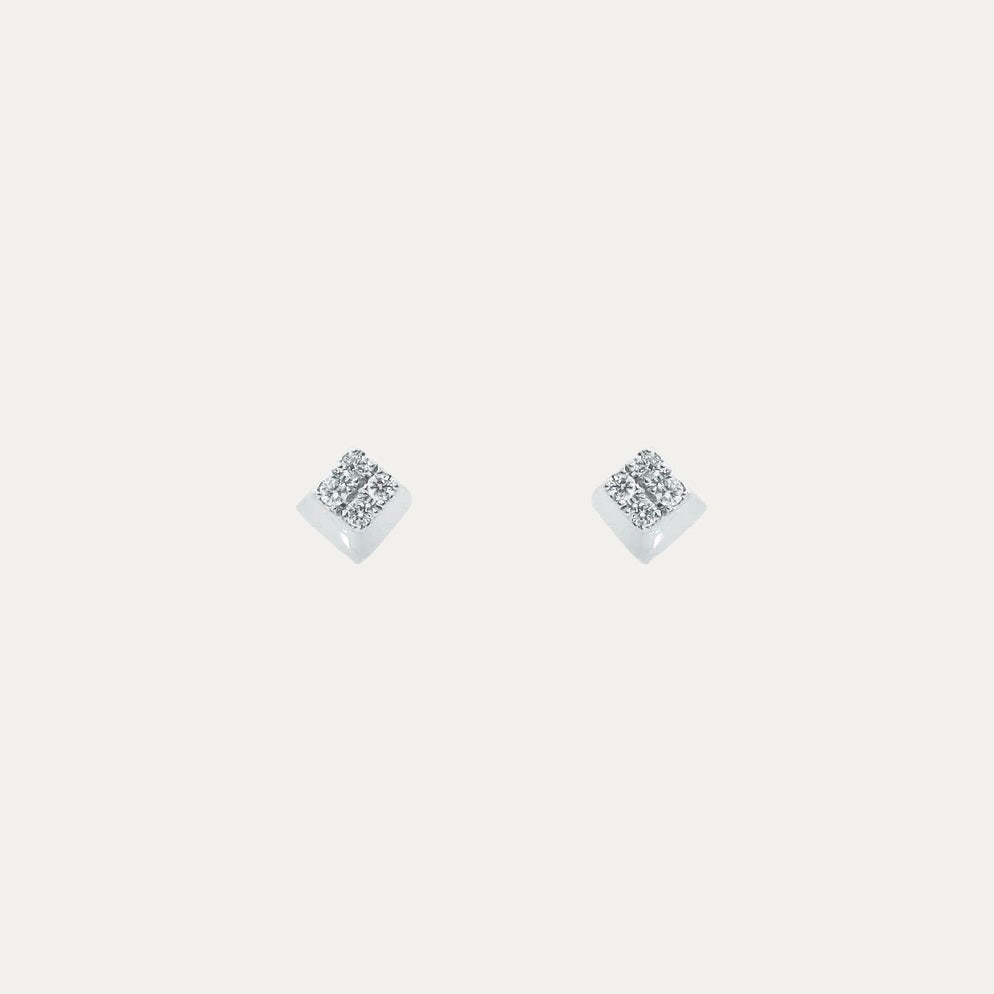 18k White Gold Rhombus Earrings, Pair