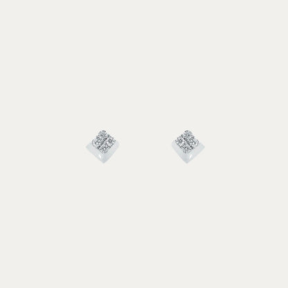 18k White Gold Rhombus Earrings, Pair