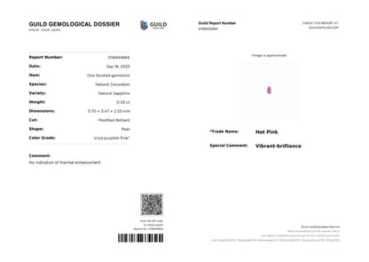 Unheated Hot Pink Sapphire Pear 0.33ct with Certificate-Loose Stones-Patrea Jewelry,粉紅藍寶石 香港,天然鑽石 香港, 香港 天然 粉紅藍寶石,Certified pink sapphire price HK,Pink sapphire fine jewelry hk, 粉紅藍寶石 價錢, Pink sapphire customize hk, Pink sapphire bespoke jewelry hong kong,粉紅藍寶石 訂制 香港,尖沙咀 鑽石珠寶店,香港 GIA鑽石專門店,尖沙咀 訂造結婚戒指, Best jewelry store Tsim Sha Tsui, Tsim Sha Tsui diamond jewelry shop, jewelry showroom hk