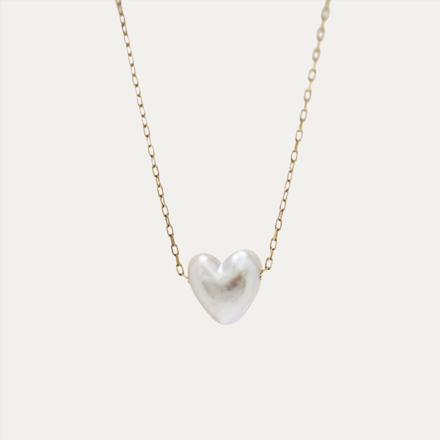 18k Yellow Gold Mini Heart-shaped Akoya Pearl Adjustable Chain Necklace