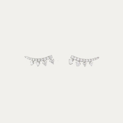 18k Gold Lashes Style Diamond Ear Crawler Earrings, Pair
