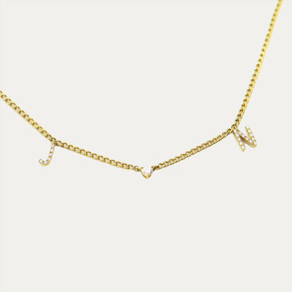 18k Gold Initial Diamond Necklace 18k金字母鑽石頸鏈