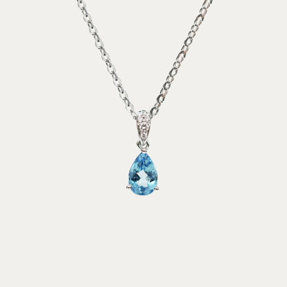 18k White Gold Santa Maria Aquamarine Diamond Necklace