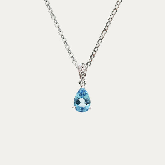 18k White Gold Santa Maria Aquamarine Diamond Necklace