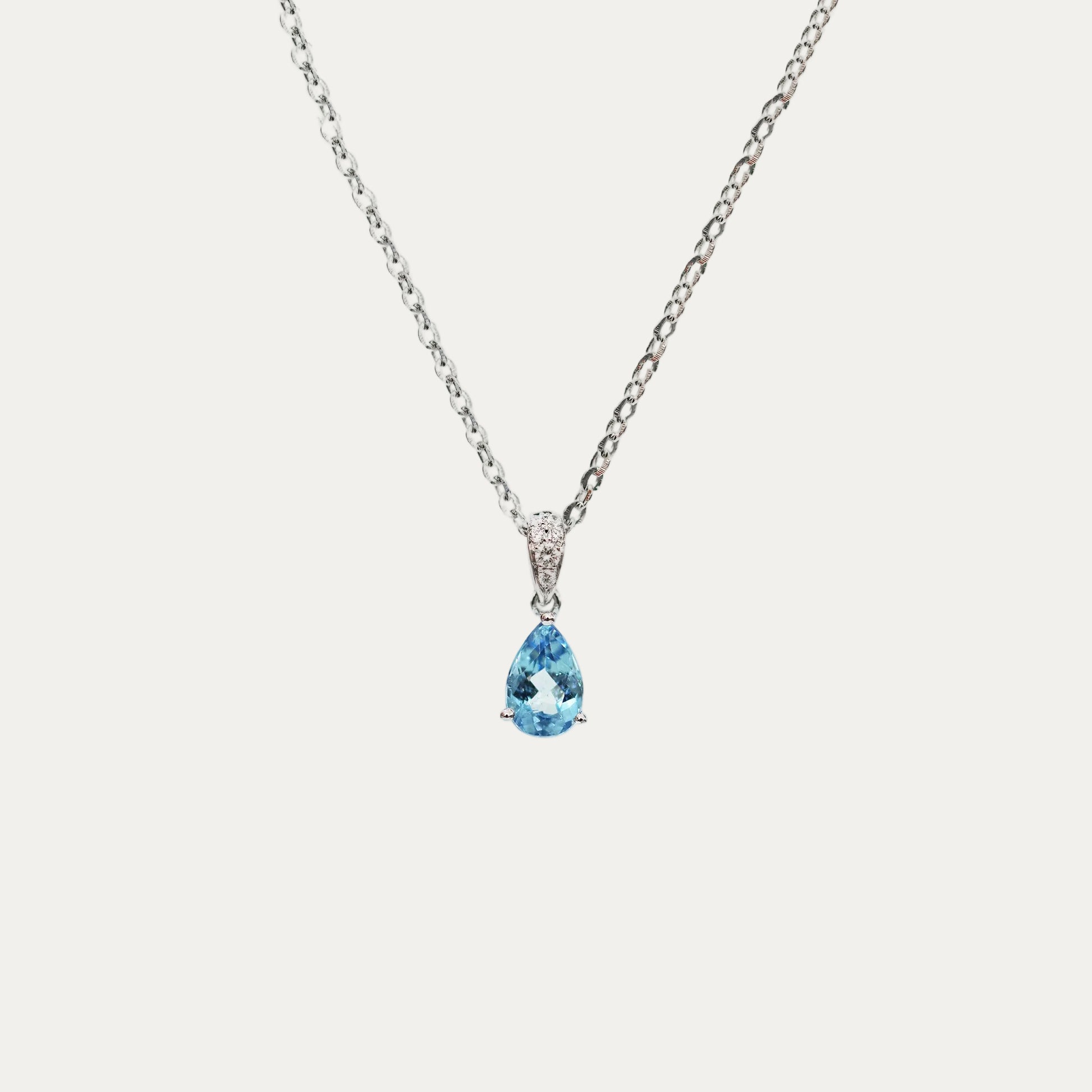 18k White Gold Pear-shaped Santa Maria Aquamarine Diamond Necklace-Necklaces,Patrea Jewelry,birthstone jewelry Hong Kong, Aquamarine jewelry hk, Bespoke gemstone jewelry HK, Luxury aquamarine 18k gold, 海藍寶首飾 推薦, 天然海藍寶石, 藍寶石 珠寶 香港, Jewelry HK Online, 海藍 寶 價格