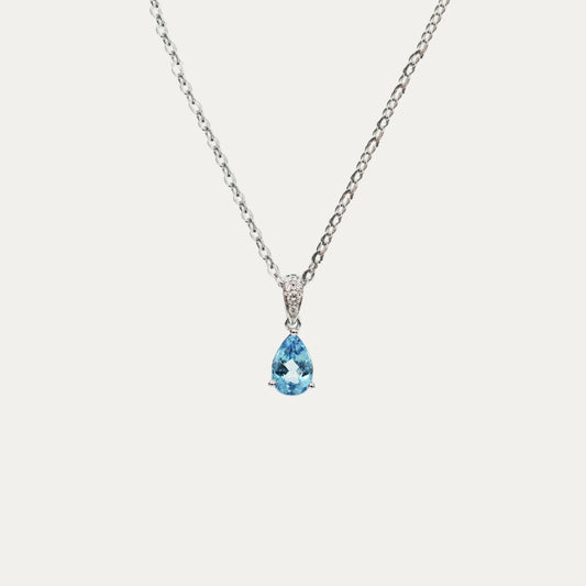 18k White Gold Pear-shaped Santa Maria Aquamarine Diamond Necklace-Necklaces,Patrea Jewelry,birthstone jewelry Hong Kong, Aquamarine jewelry hk, Bespoke gemstone jewelry HK, Luxury aquamarine 18k gold, 海藍寶首飾 推薦, 天然海藍寶石, 藍寶石 珠寶 香港, Jewelry HK Online, 海藍 寶 價格
