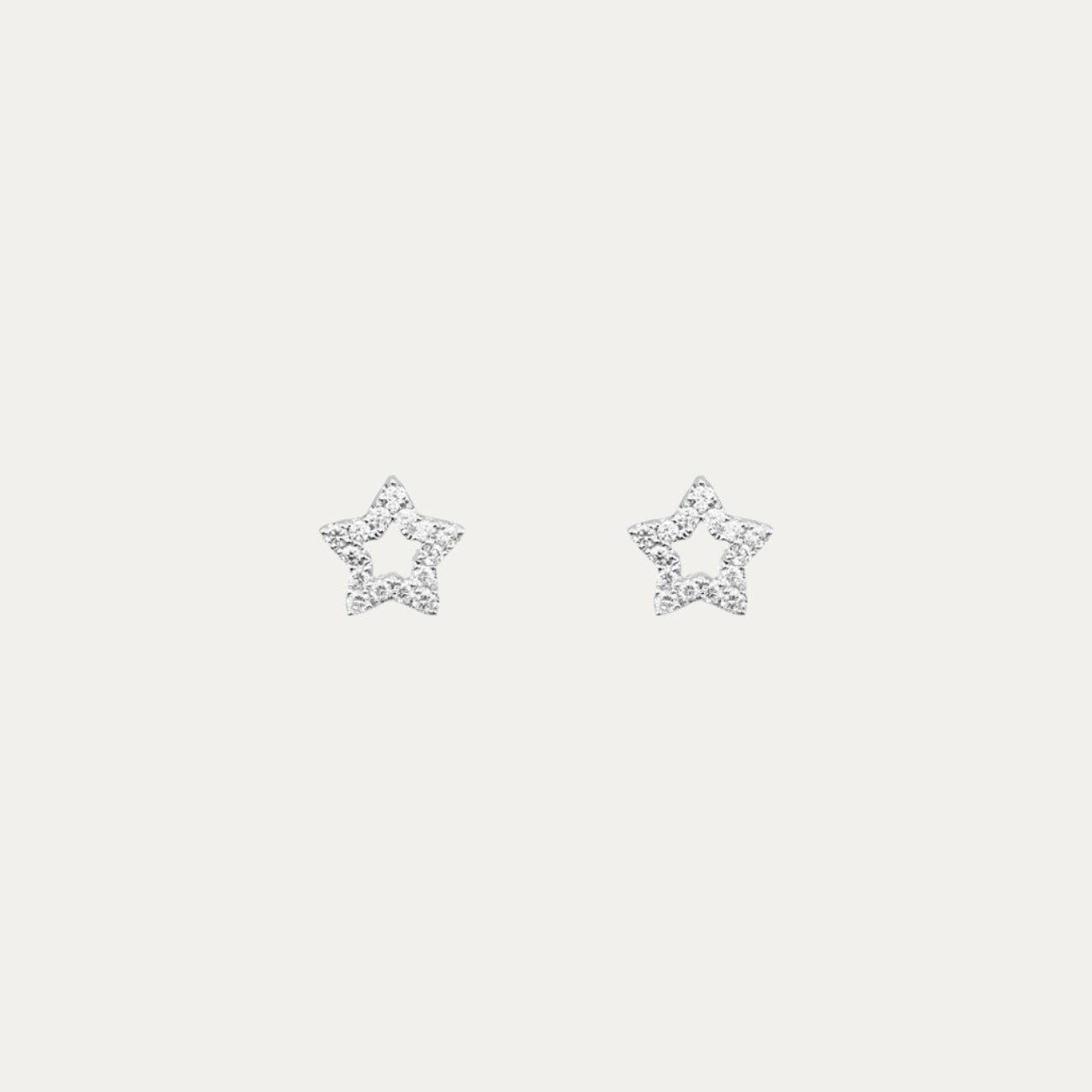 18k White Gold 0.12ct Star Diamond Earrings, Pair