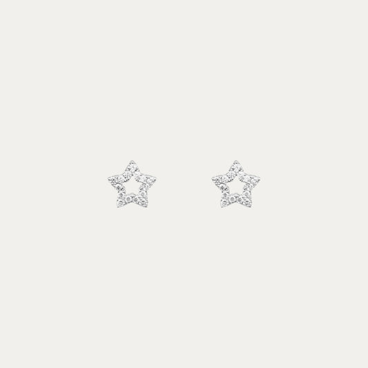 18k White Gold 0.12ct Star Diamond Earrings, Pair
