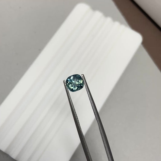 Unheated Teal Sapphire Cushion 1.63ct with Certificate