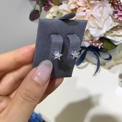 18k White Gold Illusion Pie-Cut Star Diamond Earrings 18k白金心星形鑽石耳環