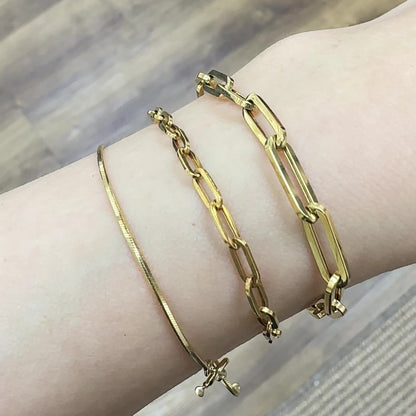 Paper Clip Chain Bracelet (White/Rose/Yellow Gold)