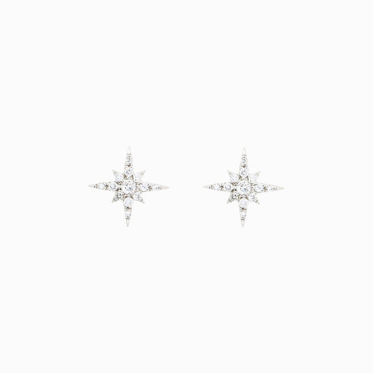 18k White/Rose Gold Meteorites Diamond Earrings, Pair
