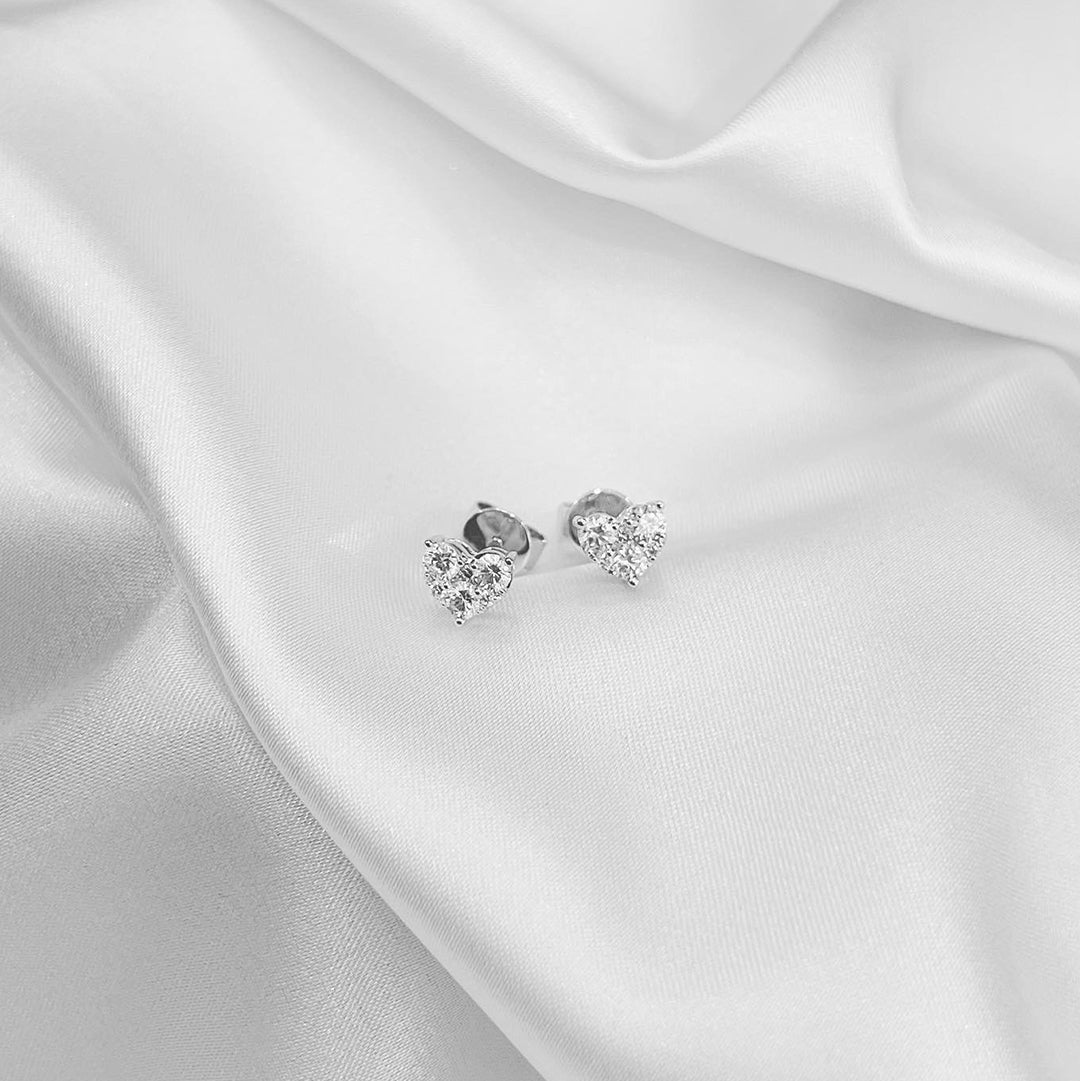 18k白金心形鑽石耳環 18k White Gold 0.48ct Heart Shape Diamond Earrings