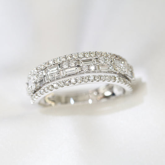 18k白金鑽石排戒 18k White Gold Four-Row Baguette Diamond Ring