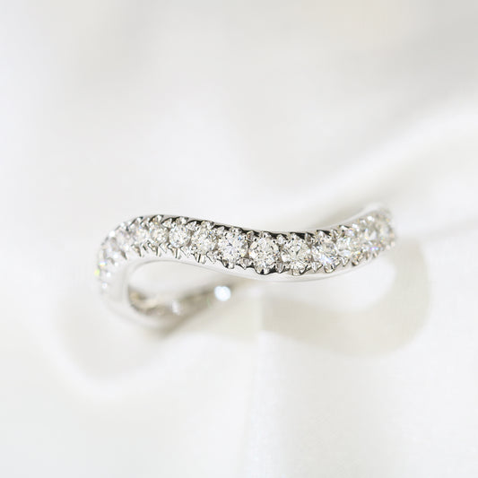 18k白金鑽石排戒 18k White Gold Wavy Curve Diamond Eternity Ring