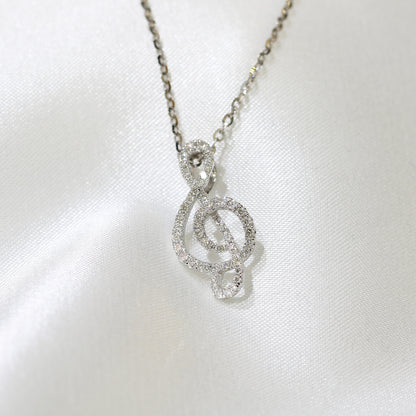 18k白金高音譜號鑽石頸鏈 18k White Gold Treble Clef Necklace