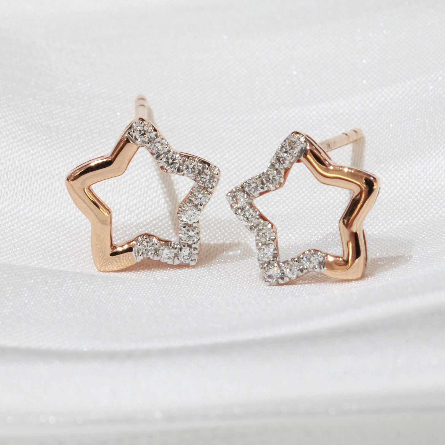 18k玫瑰金星星鑽石耳環 18k Rose Gold Star Diamond Earrings