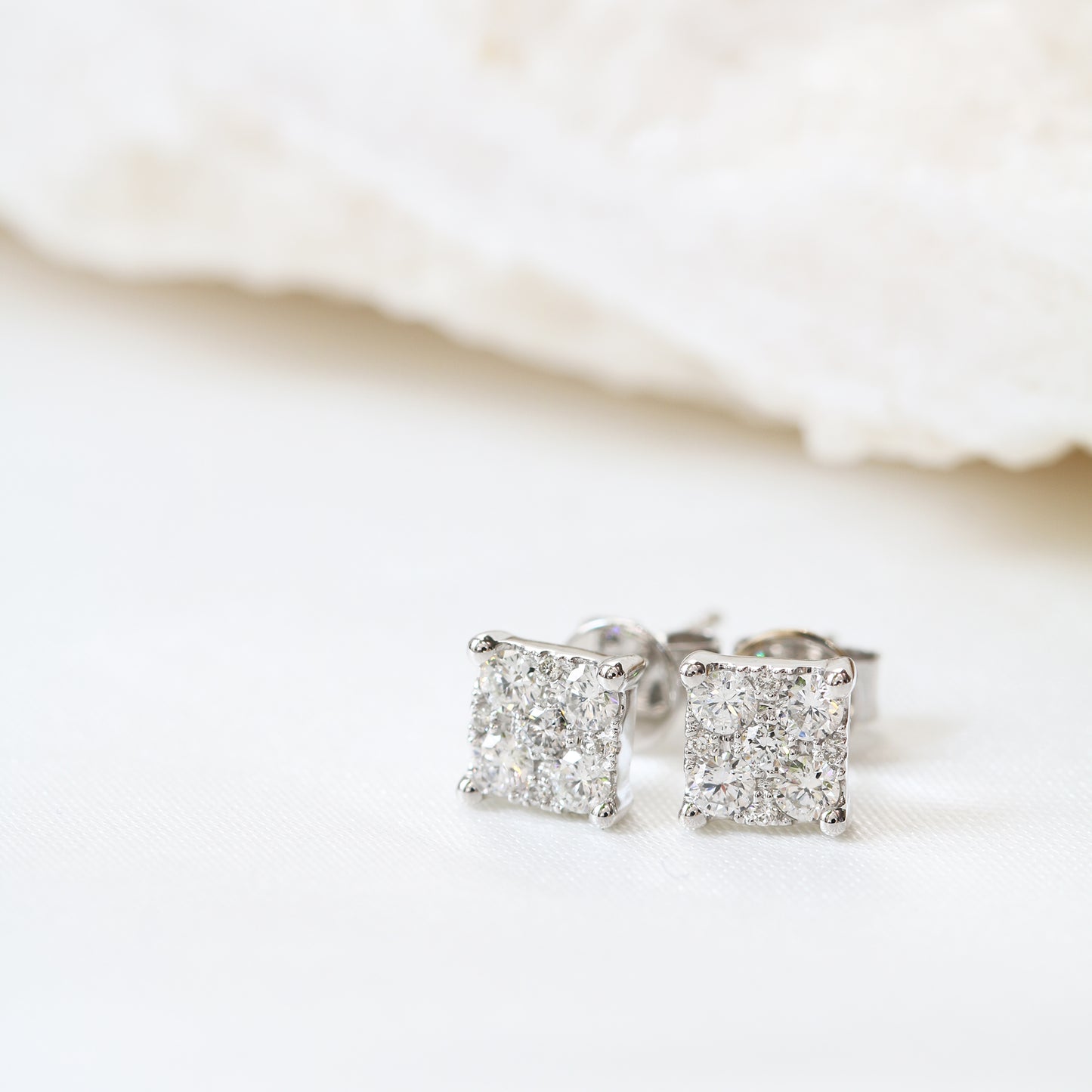 18k白金菱形鑽石耳環 18k White Gold 0.36ct 4-Diamond Earrings
