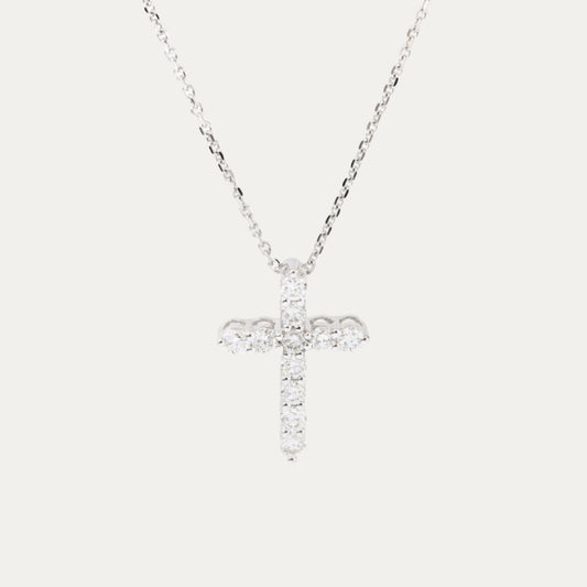 18k White Gold 0.25ct Cross Diamond Necklace 18k白金十字架鑽石頸鍊