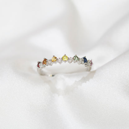 18k白金彩虹藍寶石鑽石戒指 18k White Gold Diamond & Color Sapphire Ring