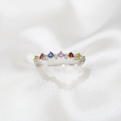 18k白金彩虹藍寶石鑽石戒指 18k White Gold Diamond & Color Sapphire Ring