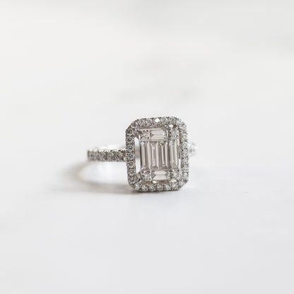 18K白金長方形切割鑽石介指 18k White Gold Baguette Step-cut Diamond Eternity Band  