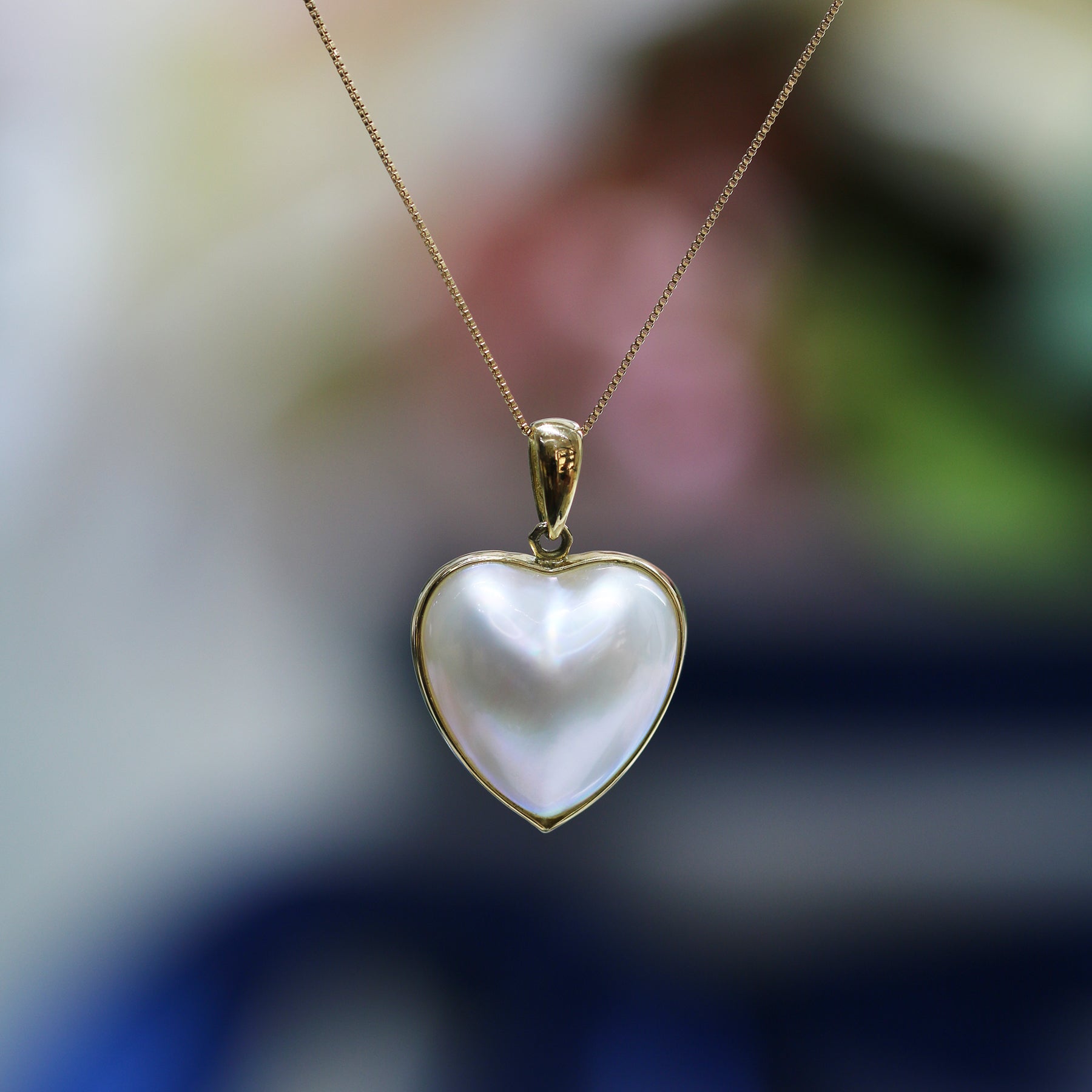 18k黃金心形珍珠馬貝母貝頸鏈 18k Yellow Gold Heart-shaped Mabe Necklace