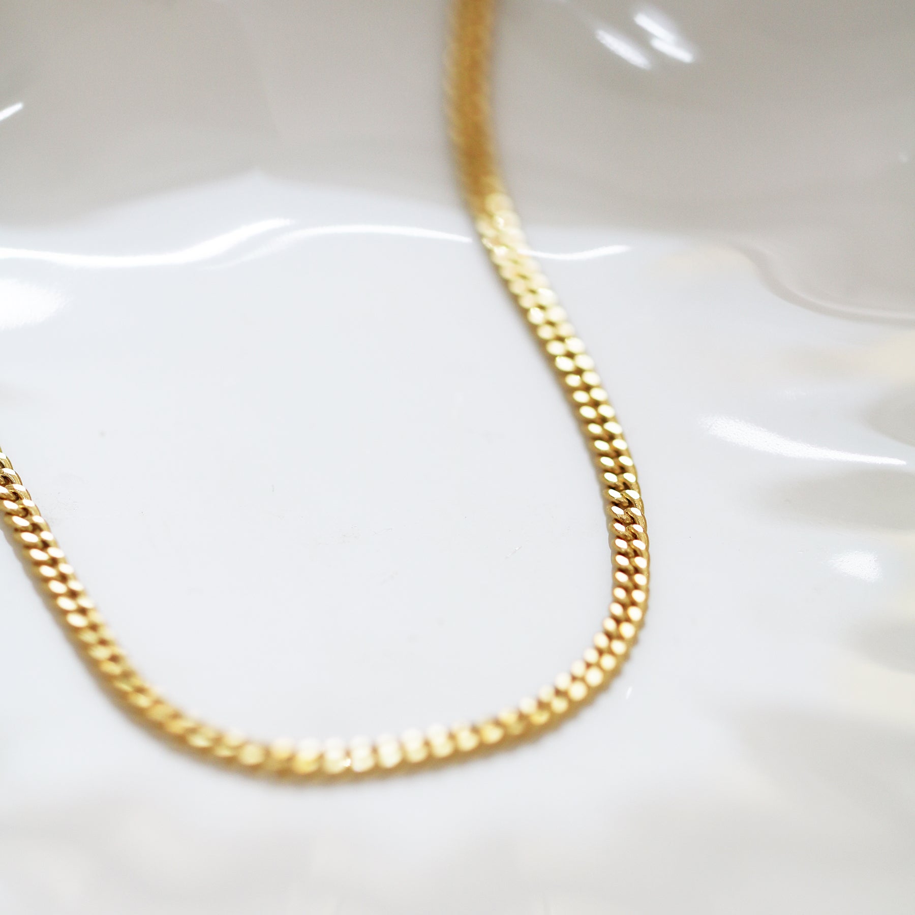 18k Yellow Gold 2.2mm Cuban Chain Necklace 18k黃金古巴頸鏈