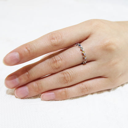 18k白金彩虹藍寶石鑽石戒指 18k White Gold Diamond & Color Sapphire Ring