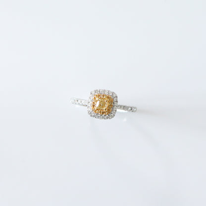 18k白金黃鑽戒指18k White Gold Yellow Diamond Ring