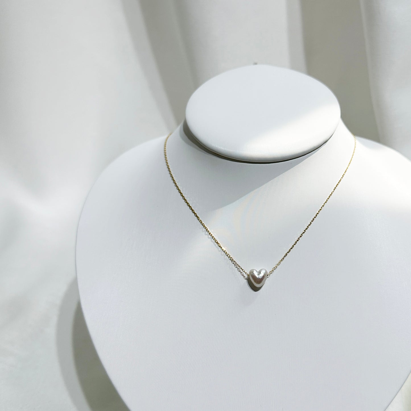 18k Yellow Gold Mini Heart-shaped Akoya Adjustable Chain Necklace 18k黃金阿古屋日本珍珠頸鏈