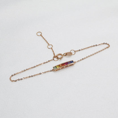 18k Rose Gold Princess Cut Tutti Frutti Sapphire Bracelet 18k玫瑰金公主方切割彩色藍寶石手鏈