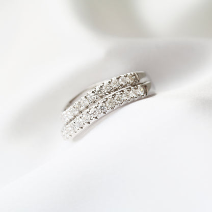 18K白金雙臂鑽石排戒 18k White Gold Double Row Diamond Ring in White Gold  
