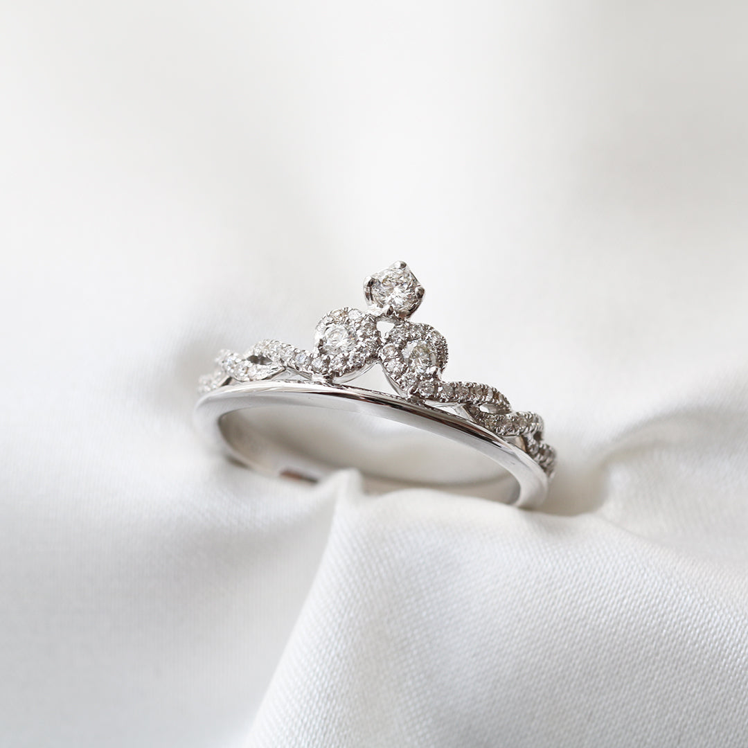 18k白金后冠鑽石戒指 18k White Gold Tiara Diamond Ring