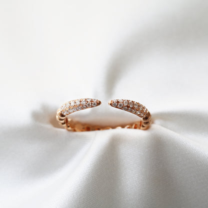 18k玫瑰金微鑲開口鑽石戒指  18k Rose Gold Micro Pavé Setting Open Ring