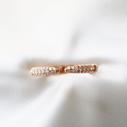 18k玫瑰金微鑲開口鑽石戒指  18k Rose Gold Micro Pavé Setting Open Ring