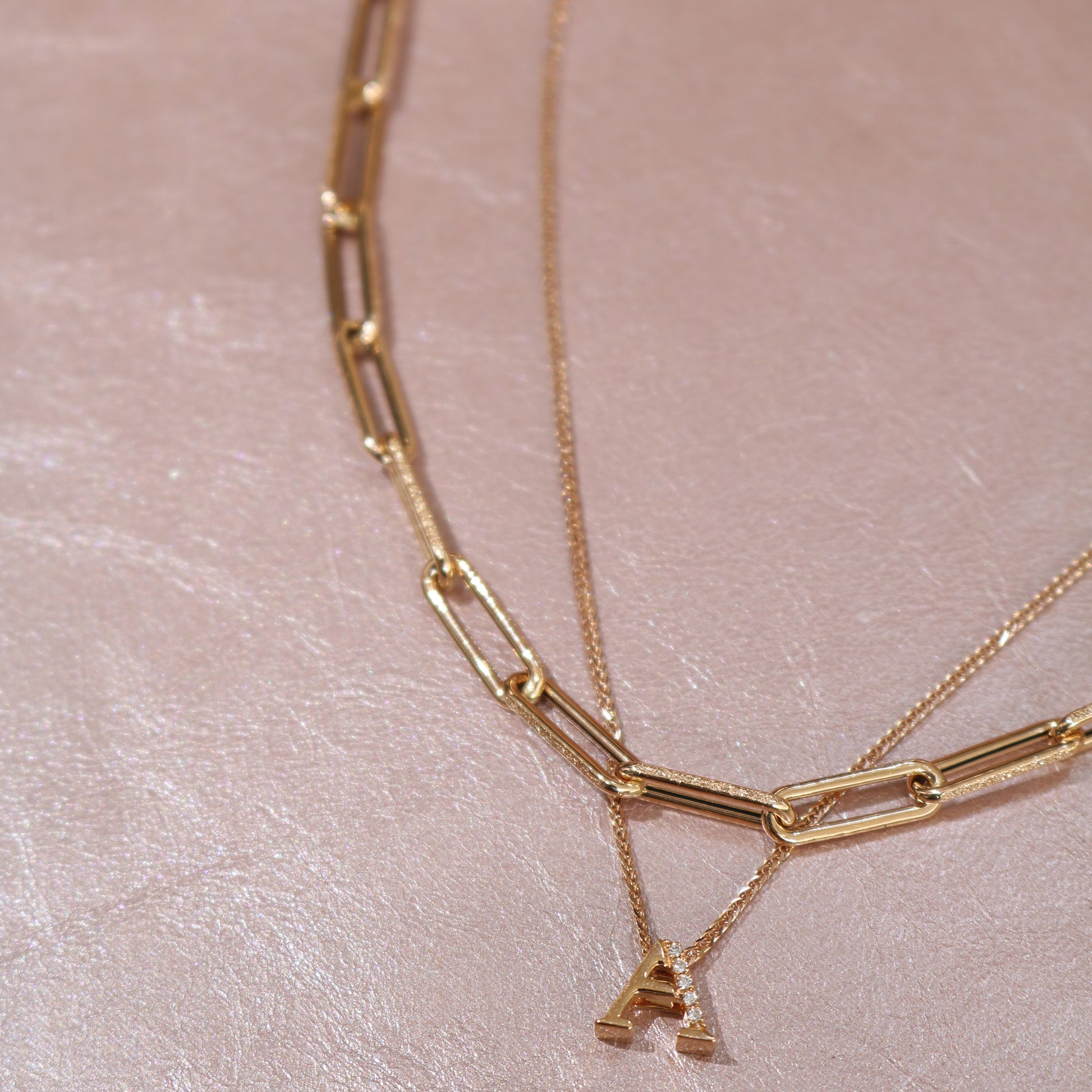 18k Gold Matte Paper Clip Chain Necklace 18k金磨砂意大利頸鍊