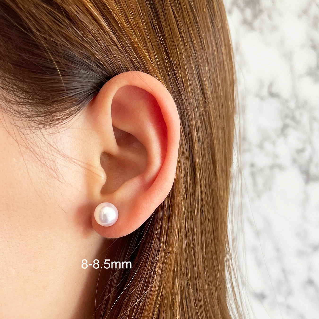 18k White Gold Japanese Akoya Pearl Stud Earrings 18k白金日本阿古屋Akoya珍珠耳環 8-8.5mm