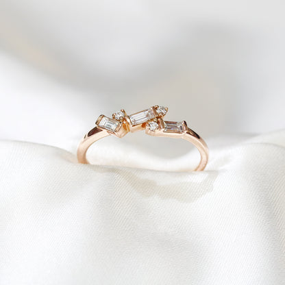 18k玫瑰金鑽石戒指 18k Rose Gold Baguette Diamond Ring