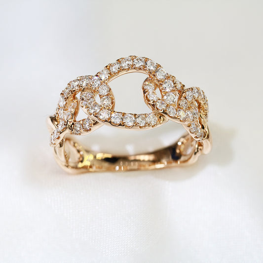 18k玫瑰金鑽石戒指  18k Rose Gold Chain Diamond Ring