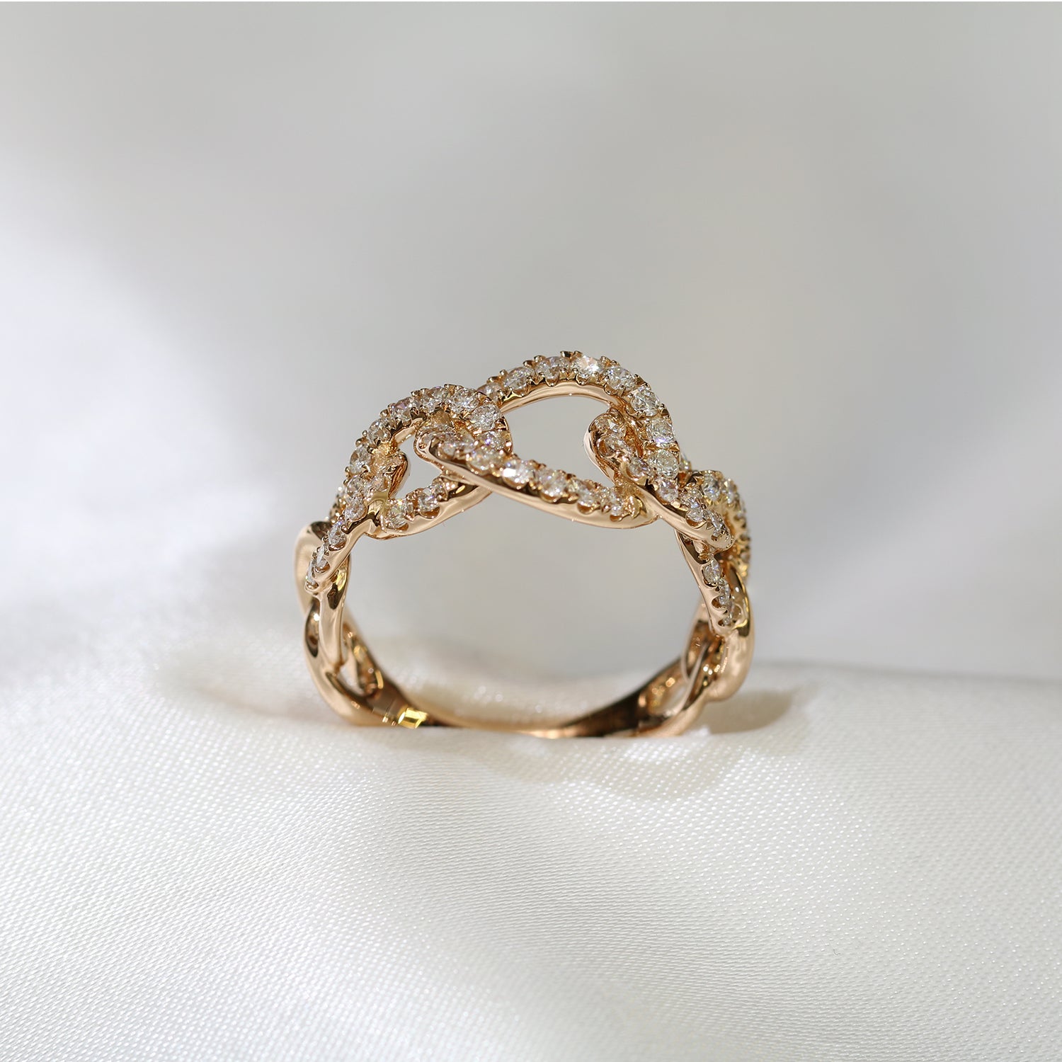 18k玫瑰金鑽石戒指  18k Rose Gold Chain Diamond Ring
