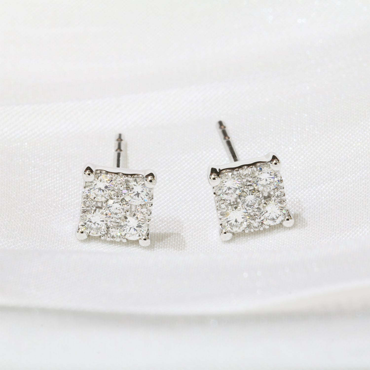 18k白金菱形鑽石耳環 18k White Gold 0.36ct 4-Diamond Earrings