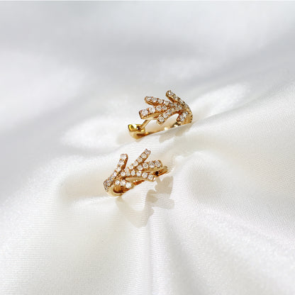 18k Rose Gold 0.37ct Huggie Hoop Earrings 18k玫瑰金鑽石耳圈