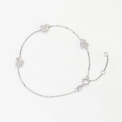 18k White Gold Heart Bracelet 18k白金心心手鏈
